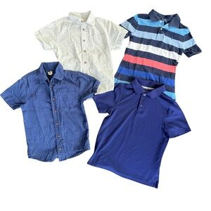 Lot Of 4 Boys Collared Shirts, Polo, True Craft, Sz 7/8, Blue & White